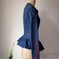 00s Betsey Johnson Blue Denim Ruffled Peplum Contrast Zipper Jacket  / S