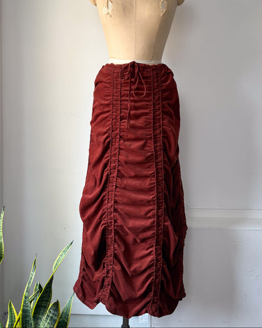 00s Brick Red Corduroy Parachute Dress or Skirt / M