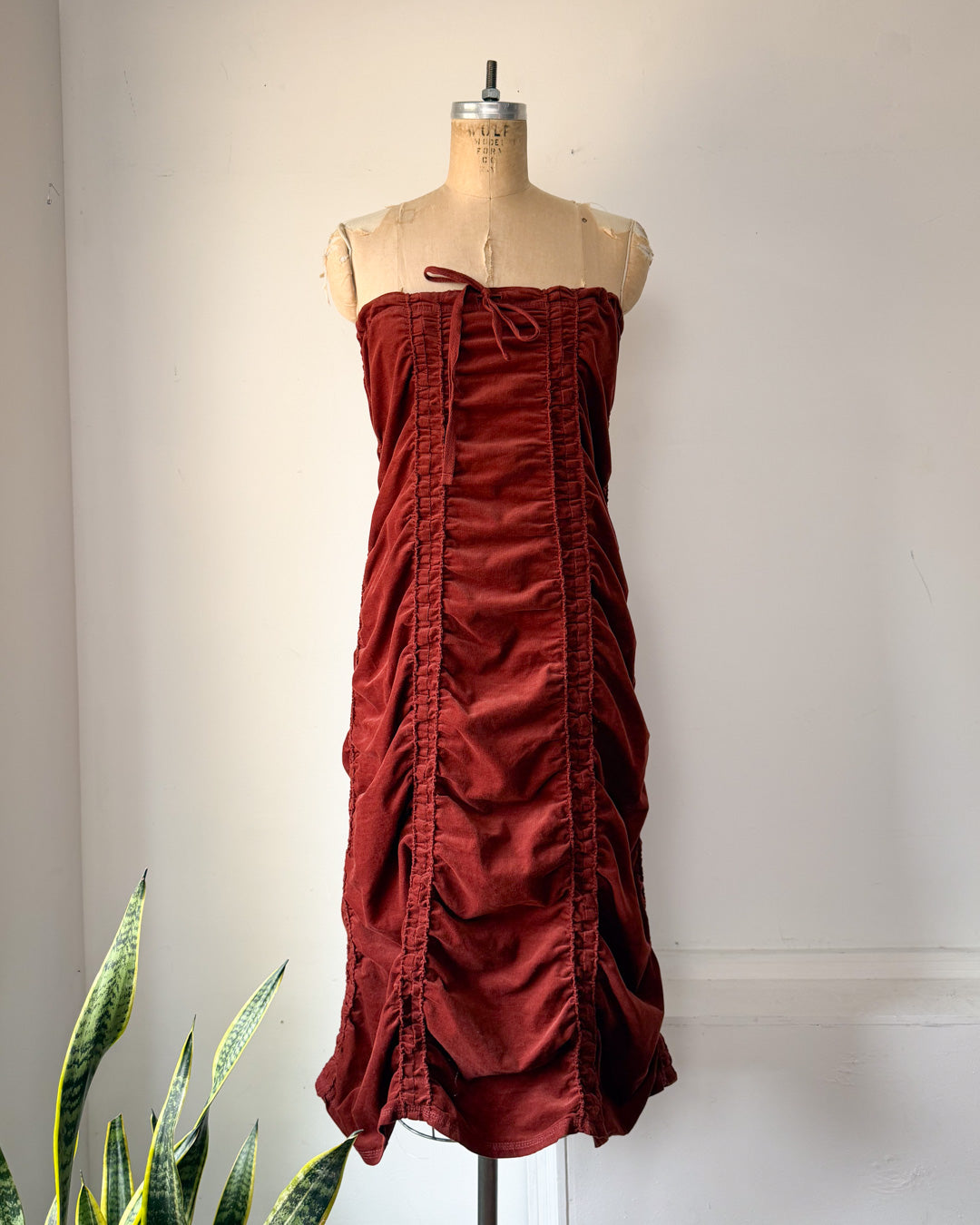 00s Brick Red Corduroy Parachute Dress or Skirt / M