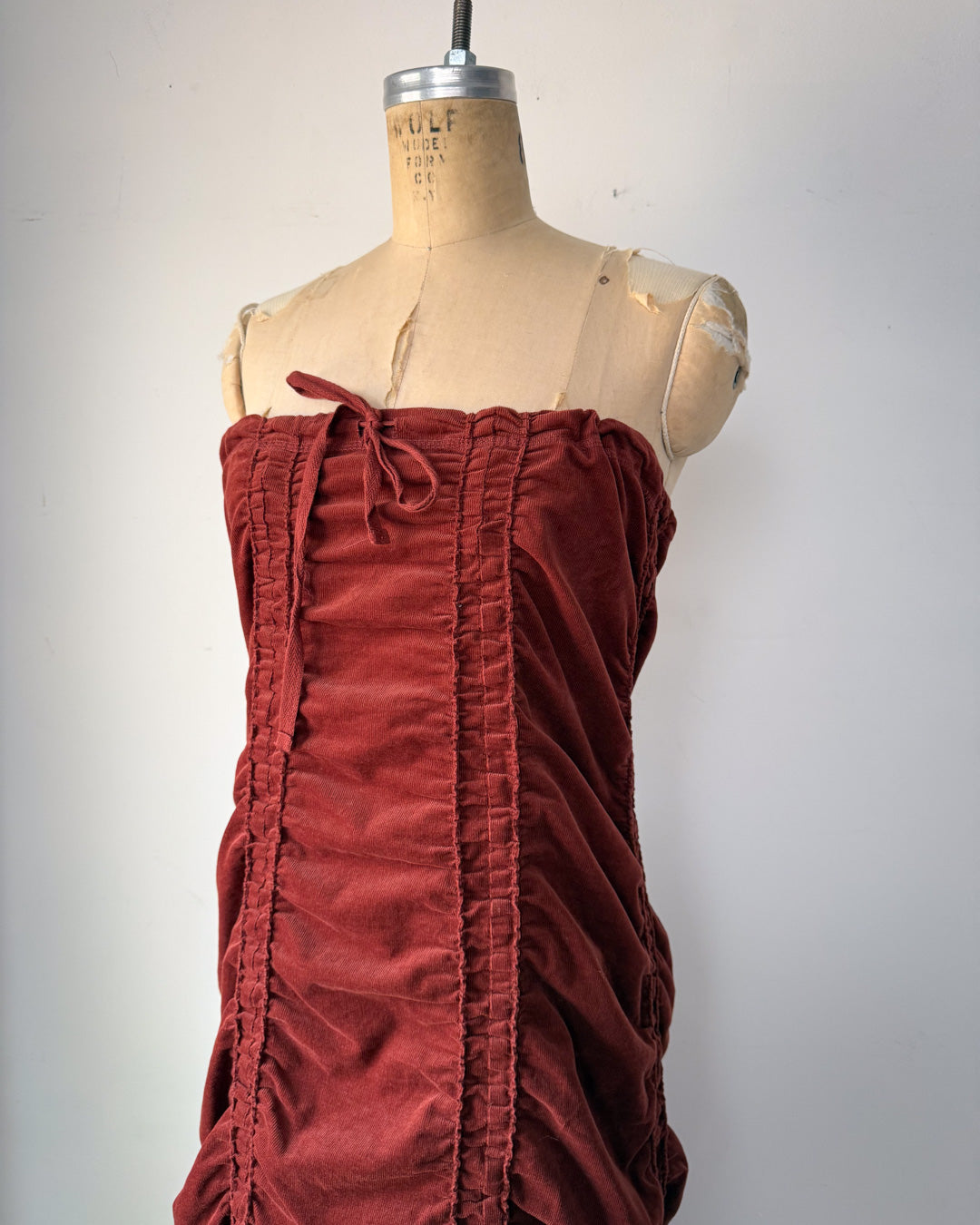 00s Brick Red Corduroy Parachute Dress or Skirt / M