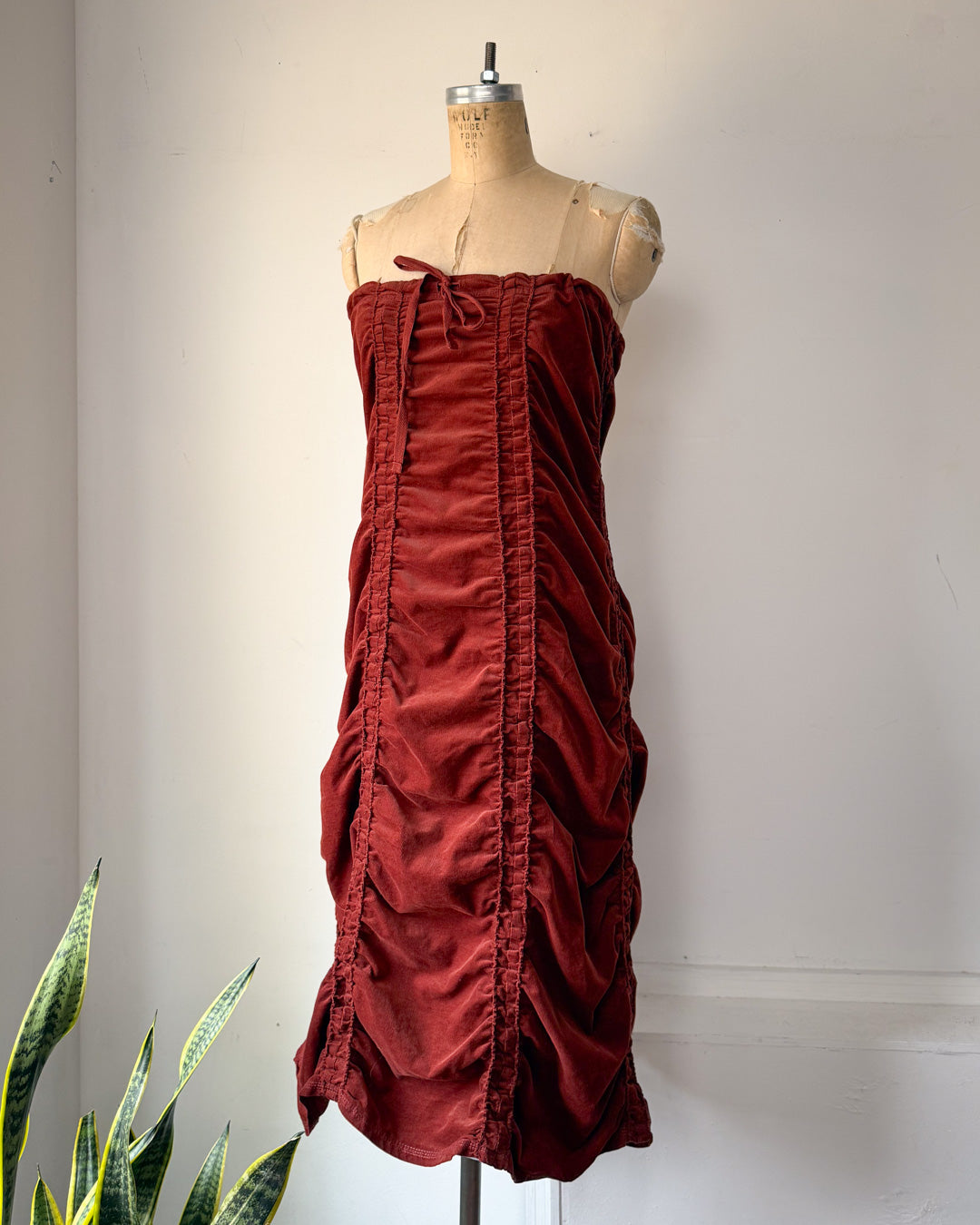 00s Brick Red Corduroy Parachute Dress or Skirt / M