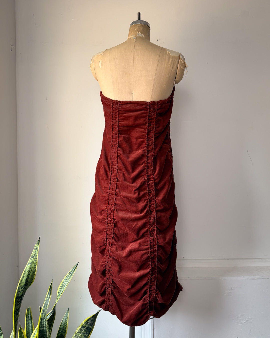 00s Brick Red Corduroy Parachute Dress or Skirt / M