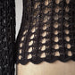 90s Black Open Crochet Long Sleeve Knit Made in Italy Top / S