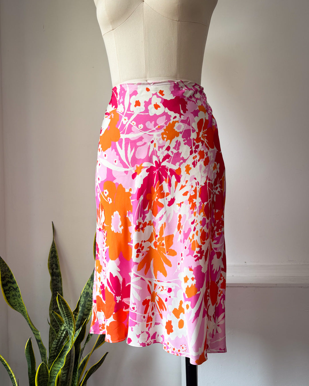 Y2K Silky Bias Cut Skirt / M