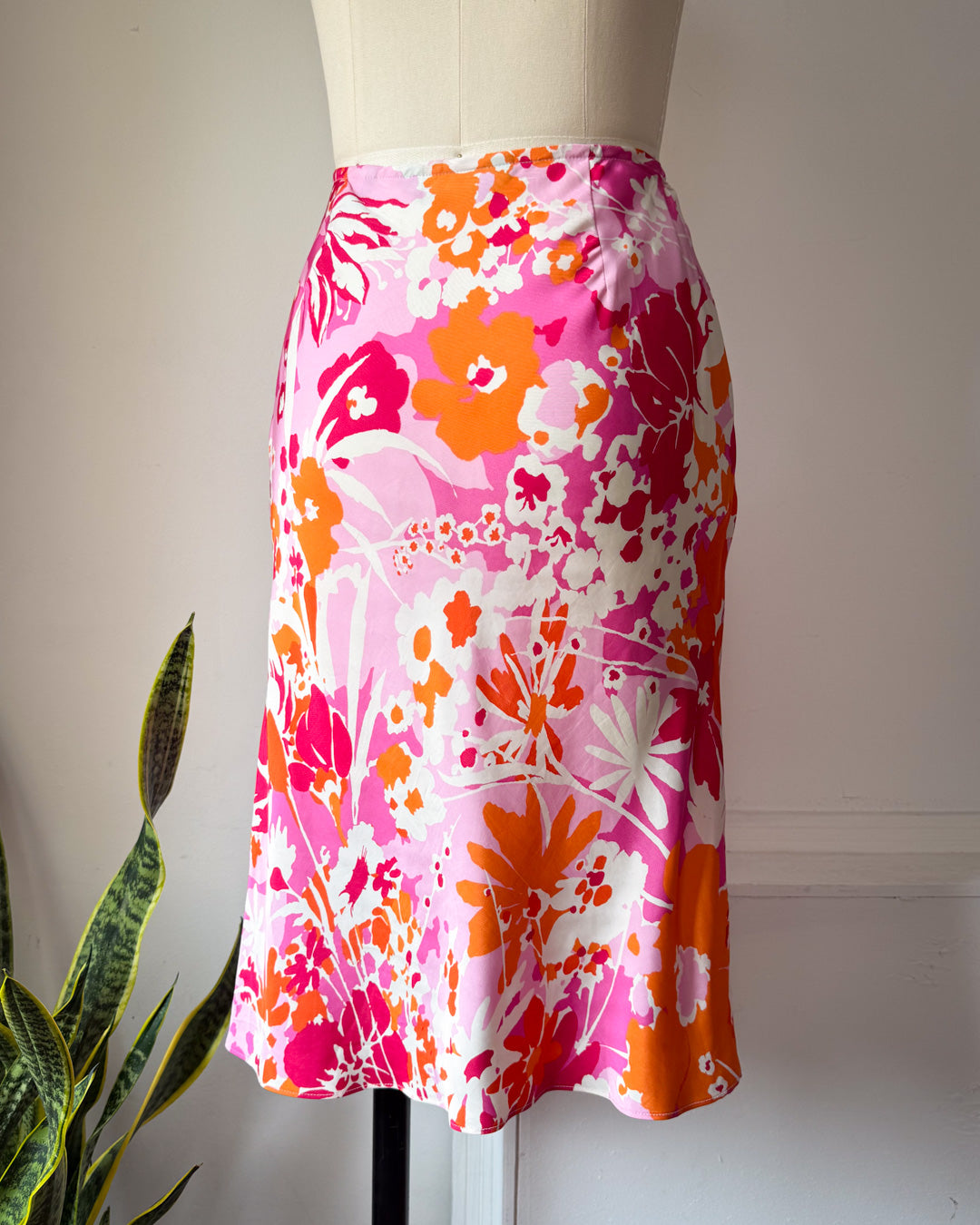 Y2K Silky Bias Cut Skirt / M