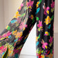 90s Colorful Silk Palazzo Pants & Scarf / L
