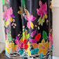 90s Colorful Silk Palazzo Pants & Scarf / L