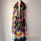90s Colorful Silk Palazzo Pants & Scarf / L