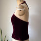 Y2K Wine Silk Velvet Crop Halter Top / XS-S