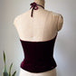 Y2K Wine Silk Velvet Crop Halter Top / XS-S