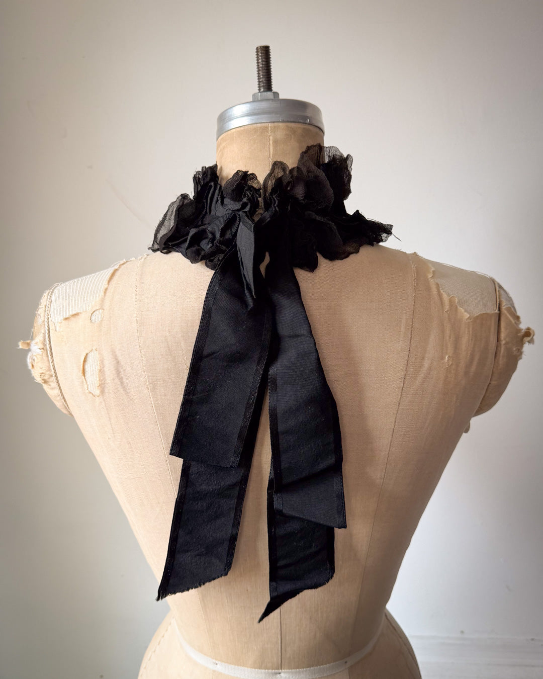 Antique Victorian Silk Ruffle Ribbon Mourning Collar