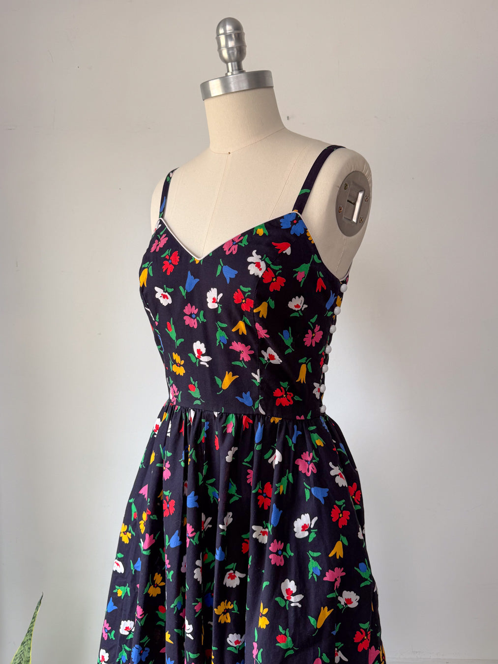80s Lanz Floral Cotton Sun Dress / XS-S