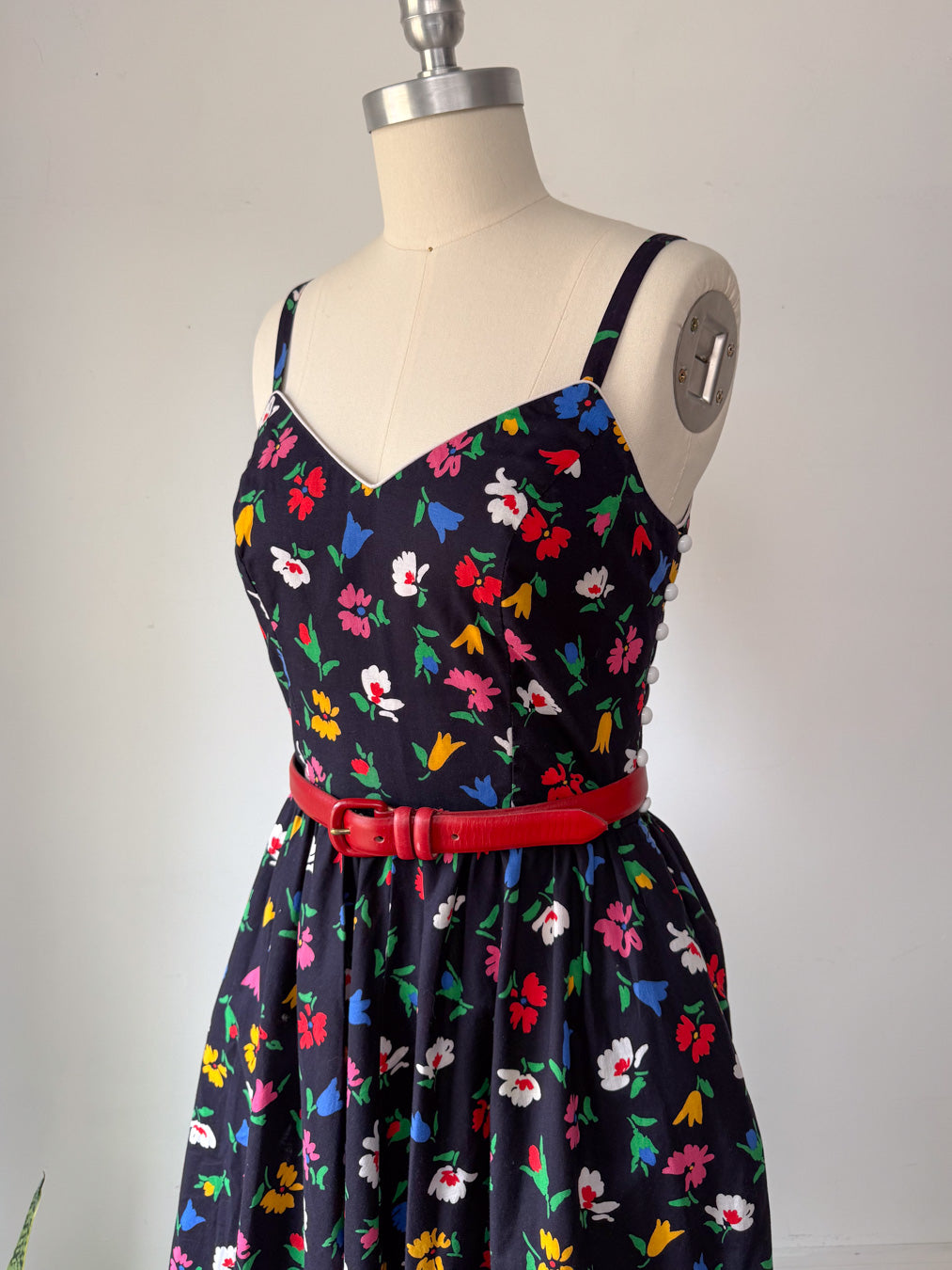 80s Lanz Floral Cotton Sun Dress / XS-S