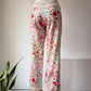 90s Norma Kamali Silk Piano Shawl Embroidered Pants / S