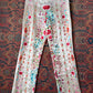 90s Norma Kamali Silk Piano Shawl Embroidered Pants / S