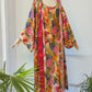 90s Natori Silky Floral Robe & Bias Cut Slip Dress Lingerie Set / S