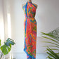 80s YSL Oversize Novelty Print Neon Circus Silk Scarf