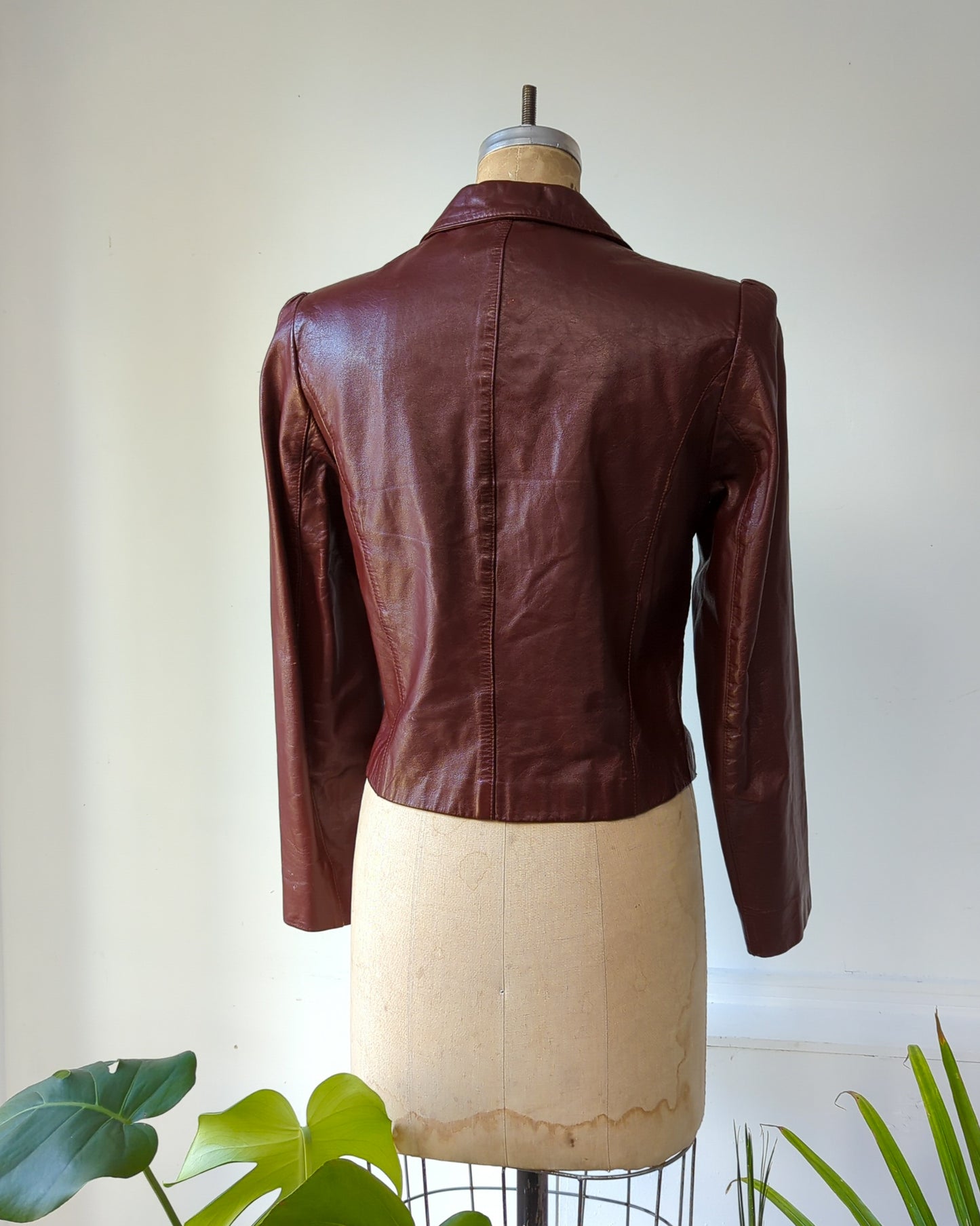 70s Oxblood Cropped Leather Jacket