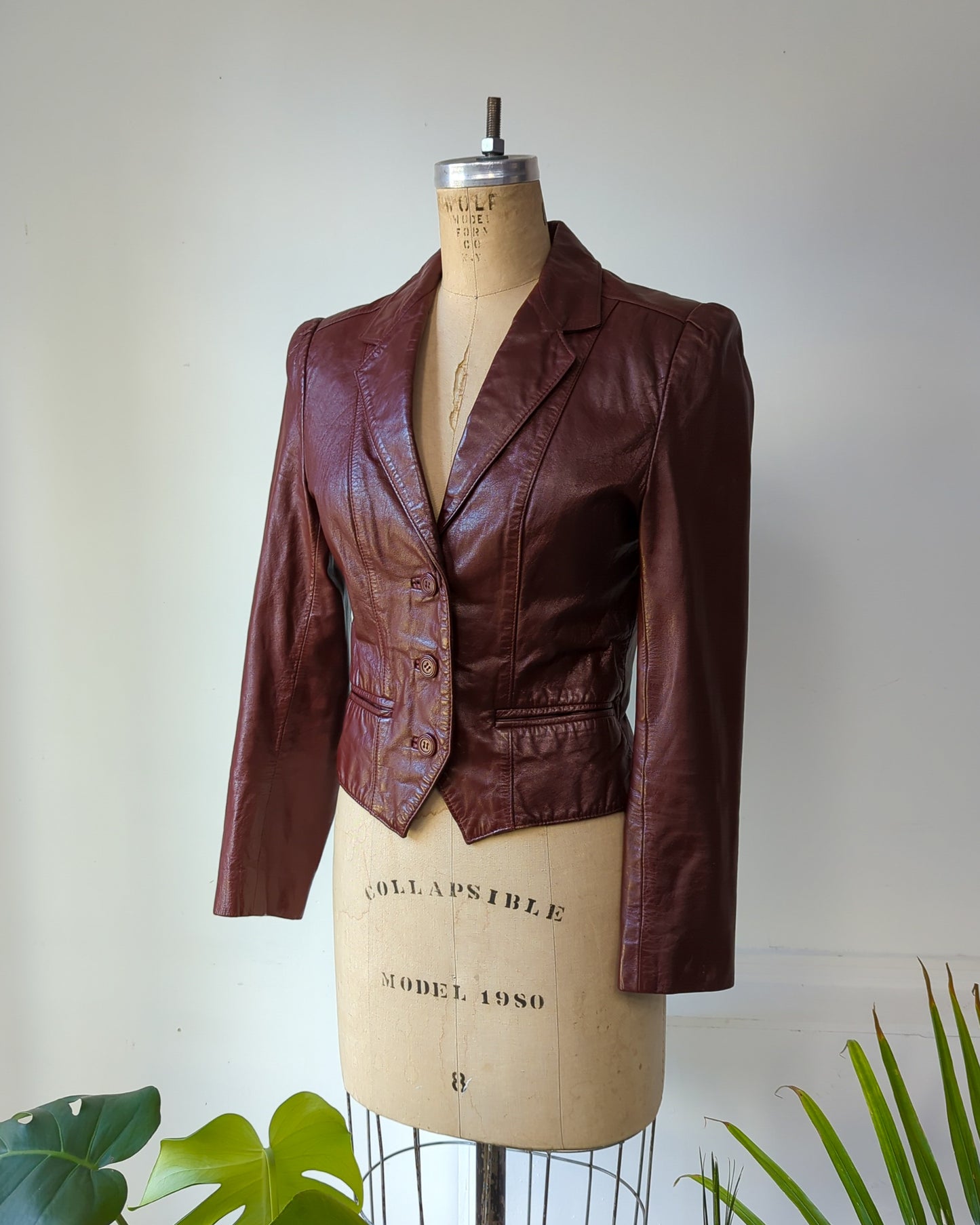 70s Oxblood Cropped Leather Jacket