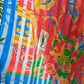 80s YSL Oversize Novelty Print Neon Circus Silk Scarf