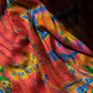 80s YSL Oversize Novelty Print Neon Circus Silk Scarf