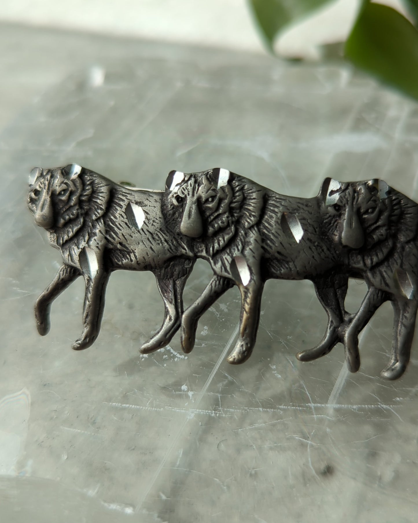 90s Silver Wolf Pack Barrette