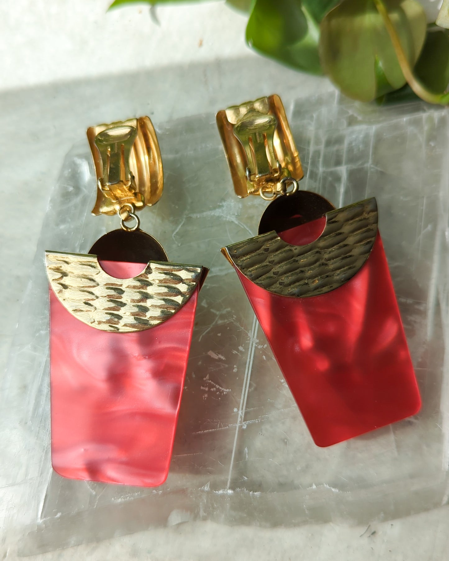 70s Pink Lucite Statement Earrings