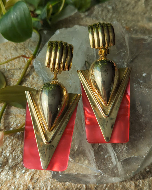 70s Pink Lucite Statement Earrings