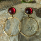 80s Jewel Hammered Gold Hoop Earrings