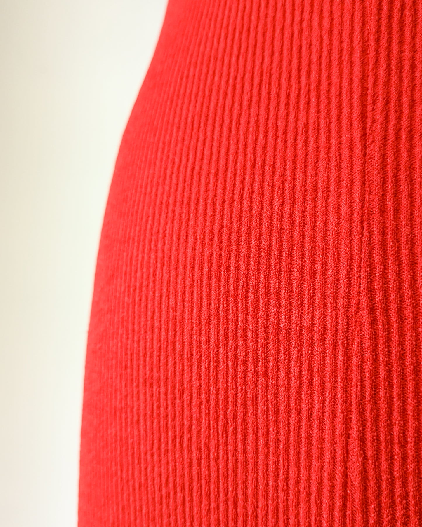 70s Tomato Red Knit Mermaid Gown / XS-M