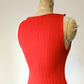 70s Tomato Red Knit Mermaid Gown / XS-M