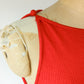 70s Tomato Red Knit Mermaid Gown / XS-M