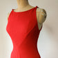 70s Tomato Red Knit Mermaid Gown / XS-M