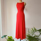 70s Tomato Red Knit Mermaid Gown / XS-M