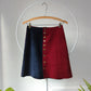 70s Two Tone Color Block Suede Skirt / XS-S