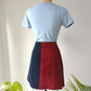 70s Two Tone Color Block Suede Skirt / XS-S
