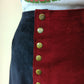 70s Two Tone Color Block Suede Skirt / XS-S