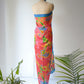 80s YSL Oversize Novelty Print Neon Circus Silk Scarf