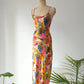 90s Natori Silky Floral Robe & Bias Cut Slip Dress Lingerie Set / S