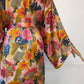 90s Natori Silky Floral Robe & Bias Cut Slip Dress Lingerie Set / S