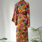 90s Natori Silky Floral Robe & Bias Cut Slip Dress Lingerie Set / S