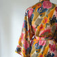 90s Natori Silky Floral Robe & Bias Cut Slip Dress Lingerie Set / S