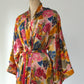 90s Natori Silky Floral Robe & Bias Cut Slip Dress Lingerie Set / S