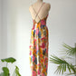 90s Natori Silky Floral Robe & Bias Cut Slip Dress Lingerie Set / S