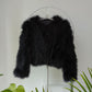 70s Black Marabou Feather Jacket