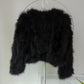 70s Black Marabou Feather Jacket