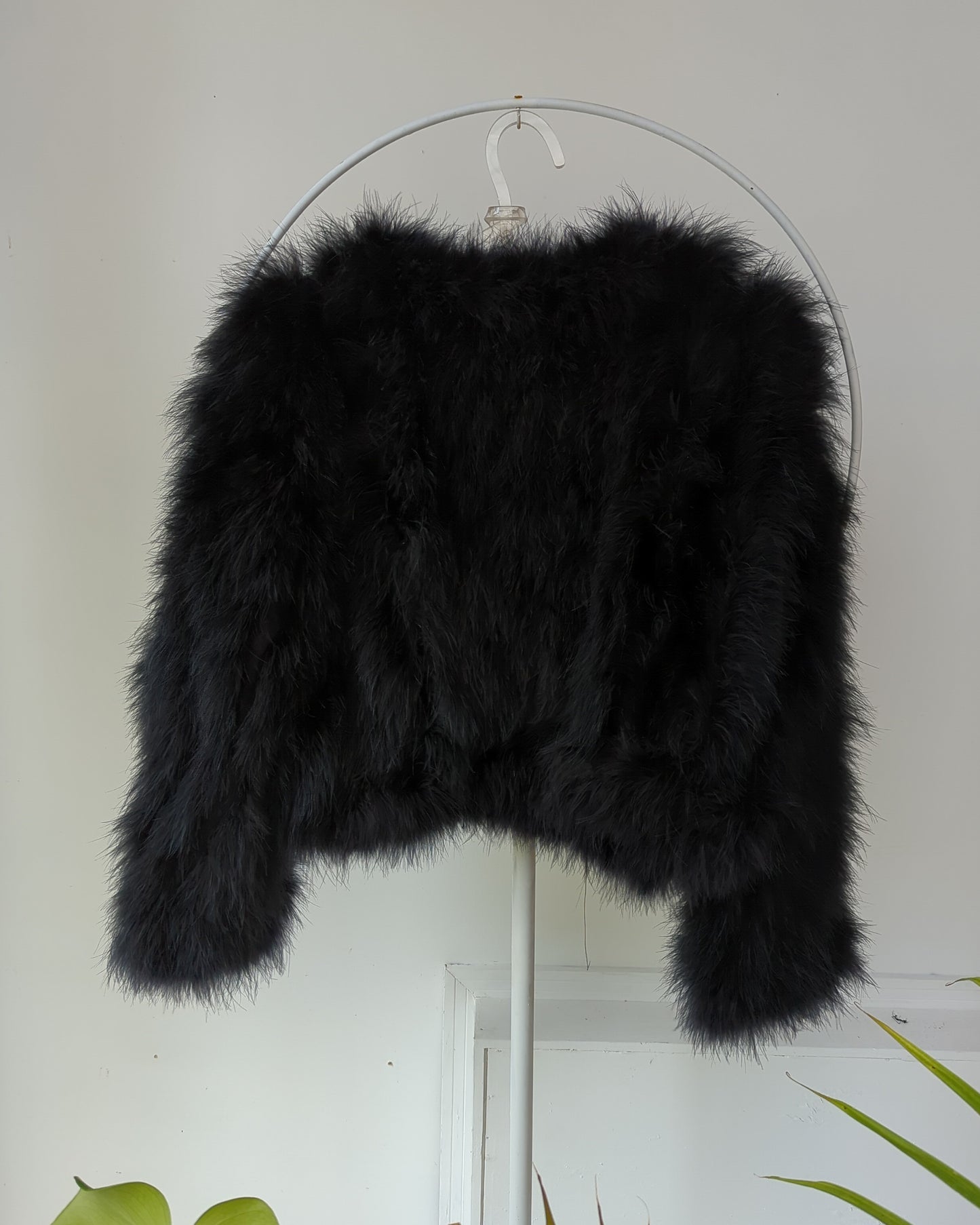 70s Black Marabou Feather Jacket