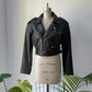 90s Cropped Leather Moto Jacket