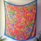 80s YSL Oversize Novelty Print Neon Circus Silk Scarf