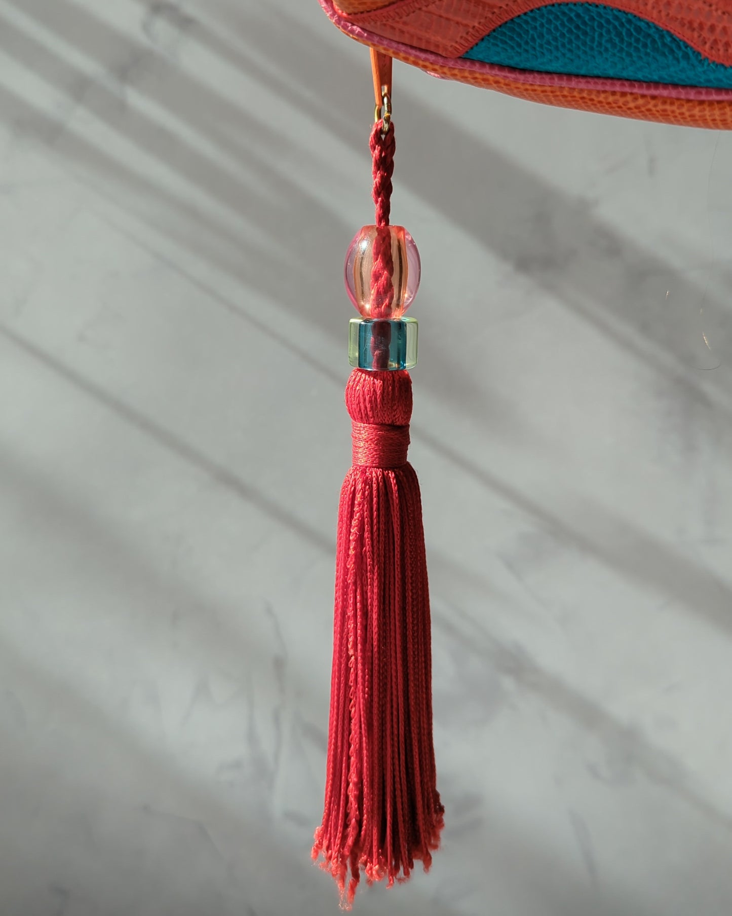 1990s Sharif Rainbow Leather Lucite Tassel Purse
